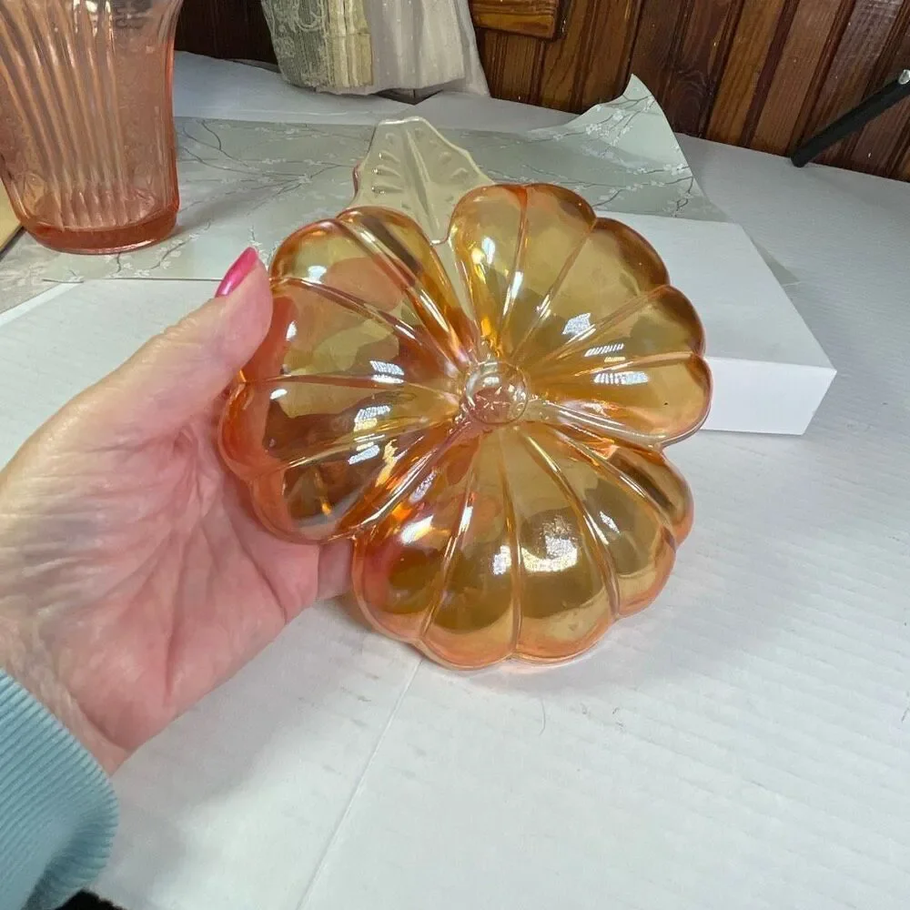 VTG Jeannette Glass Doric Iridescent Marigold 3-Part Candy Dish(1935-1938)